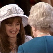 Chatting with the Queen at the MBE service at Buckingham Palace